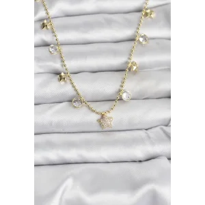 Pirinç Gold Renk Yıldız Model Kadın Kolye