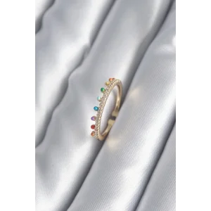 Pirinç Gold Renk Zirkon Taş Detay Kadın Yüzük