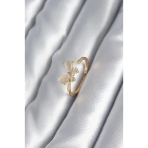 Pirinç Gold Renk Zirkon Taş Detay Kelebek Model Kadın Yüzük