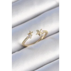 Pirinç Gold Renk Zirkon Taş Detay Yıldız Model Kadın Yüzük
