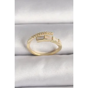 Pirinç Gold Renk Zirkon Taş Detaylı Yılan Model Ayarlanabilir Yüzük