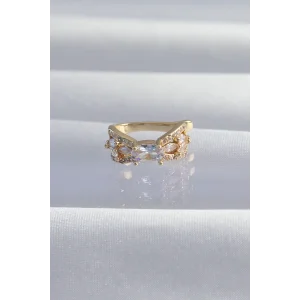 Pirinç Gold Renk Zirkon Taş Kaplama Earcuff Küpe