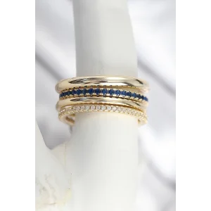 Pirinç Gold Renk Zirkon Taşlı 4Lü Kadın Yüzük