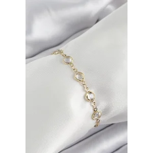 Pirinç Gold Renk Zirkon Taşlı Kadın Bileklik