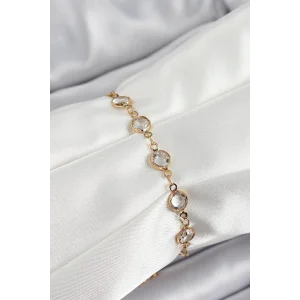 Pirinç Gold Renk Zirkon Taşlı Kadın Bileklik