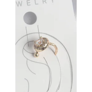 Pirinç Gold Renk Zirkon Taşlı Kadın Kıkırdak Küpe