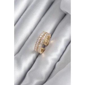 Pirinç Gold Renk Zirkon Taşlı Kadın Yüzük