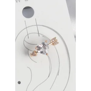Pirinç Gold Renk Zirkon Taşlı Kalp Ok Model Kadın Kıkırdak Küpe