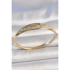 Pirinç Gold Renk Zirkon Taşlı Yıldız İşlemeli Kadın Kelepçe