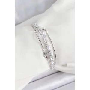 Pirinç Gümüş Renk Arpa Zirkon Taşlı Kadın Bileklik