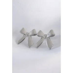 Pirinç Gümüş Renk Düz Plaka Fiyonk Küpe