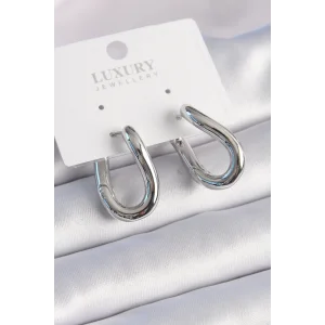 Pirinç Gümüş Renk Halka Model Kadın Küpe