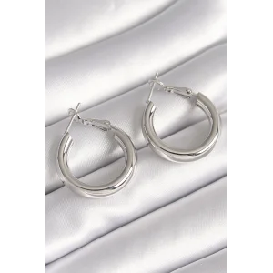 Pirinç Gümüş Renk Halka Model Kadın Küpe