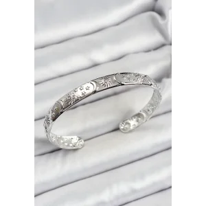 Pirinç Gümüş Renk İşlemeli Altı Açık Bileklik