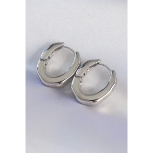 Pirinç Gümüş Renk Kalın Kemik Model Küpe