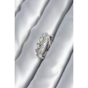 Pirinç Gümüş Renk Kalp Model İnci Detay Kadın Yüzük