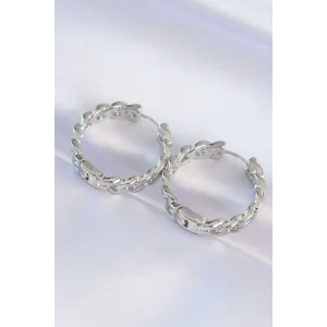 Pirinç Gümüş Renk Zincir Model Halka Küpe