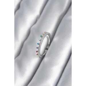 Pirinç Gümüş Renk Zirkon Taş Detay Kadın Yüzük