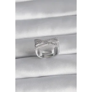 Pirinç Gümüş Renk Zirkon Taş Detay Kadın Yüzük