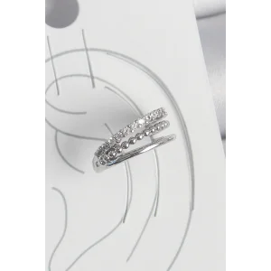 Pirinç Gümüş Renk Zirkon Taşlı 3Lü Sıralı Model Kadın Kıkırdak Küpe