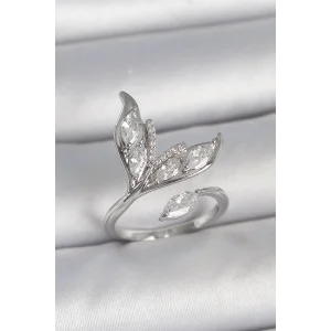 Pirinç Gümüş Renk Zirkon Taşlı Balık Kuyruğu Model Ayarlanabilir Kadın Yüzük