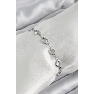 Pirinç Gümüş Renk Zirkon Taşlı Bileklik