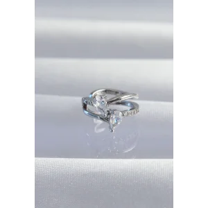 Pirinç Gümüş Renk Zirkon Taşlı Damla Earcuff Küpe