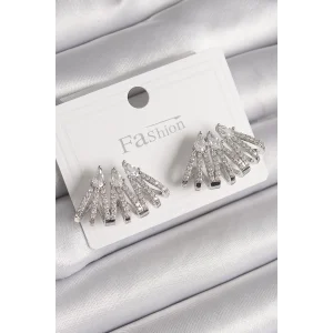 Pirinç Gümüş Renk Zirkon Taşlı Deniz Kabuğu Model Kadın Küpe