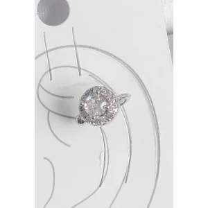 Pirinç Gümüş Renk Zirkon Taşlı Kadın Kıkırdak Model Küpe