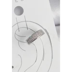 Pirinç Gümüş Renk Zirkon Taşlı Kıkırdak Model Kadın Küpe