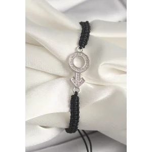 Pirinç Gümüş Renk Zirkon Taşlı Mars Figür Asansörlü Makrome Model Kadın Bileklik