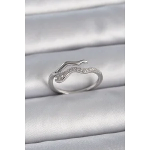 Pirinç Gümüş Renk Zirkon Taşlı Yılan Ayarlanabilir Model Kadın Yüzük