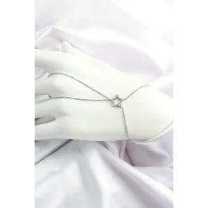 Pirinç Gümüş Renk Zirkon Taşlı Yıldız Model Şahmeran