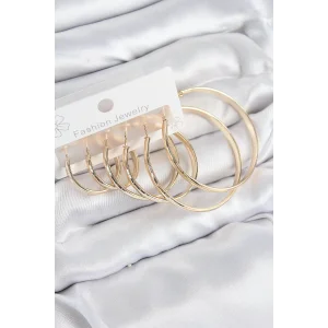 Pirinç Halka Model Gold Renk Kadın Set Küpe