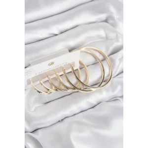 Pirinç Halka Model Gold Renk Kadın Set Küpe