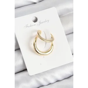 Pirinç Halka Model Gold Renk Sağ Kıkırdak Küpe