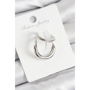 Pirinç Halka Model Gümüş Renk Sağ Kıkırdak Küpe