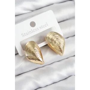 Pirinç İstiridye Model Gold Renk Kadın Küpe