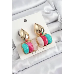 Pirinç Karışık Renk Vintage Model Kadın Küpe