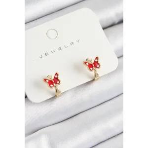 Pirinç Kelebek Model Gold Renk Çocuk Küpe