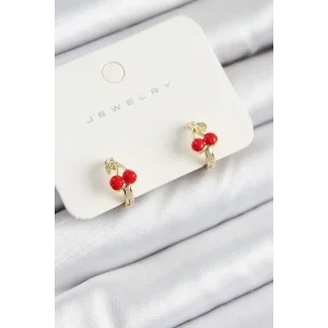 Pirinç Kiraz Model Gold Renk Çocuk Küpe