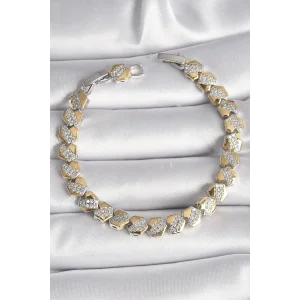 Pirinç Mix Renk Kalp Model Zirkon Taşlı VIP Seri Kadın Bileklik