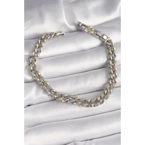 Pirinç Mix Renk Zirkon Taşlı Zincir Model VIP Seri Kadın Bileklik