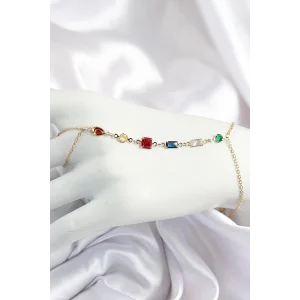 Pirinç Renkli Zirkon Taşlı Y Model Gold Renk Kadın Şahmeran