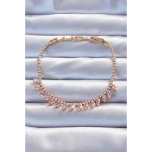 Pirinç Vip Seri Altın Renk Pembe Zirkon Taşlı Bileklik