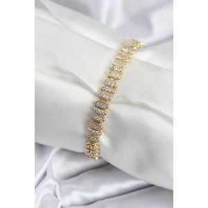 Pirinç VIP Seri Gold Renk Oval Sıralı Kadın Bileklik