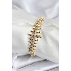 Pirinç VIP Seri Gold Renk Sıralı Damla Model Kadın Bileklik