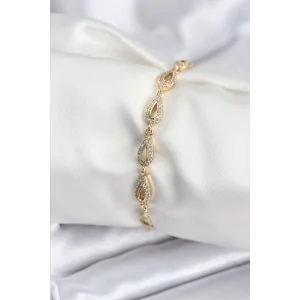 Pirinç VIP Seri Gold Renk Sıralı Damla Model Kadın Bileklik