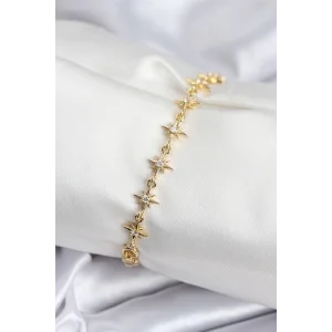 Pirinç VIP Seri Gold Renk Sıralı Kutup Yıldızı Kadın Bileklik