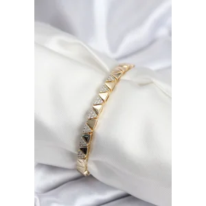 Pirinç VIP Seri Gold Renk Sıralı Üçgen Model Kadın Bileklik